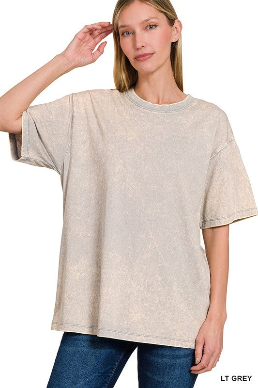 Everly Mineral Washed Short Sleeve Top - 2 COLORS!