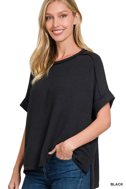 Darcy Corded Ribbed & Cuffed Sleeve Top - 3 COLORS!