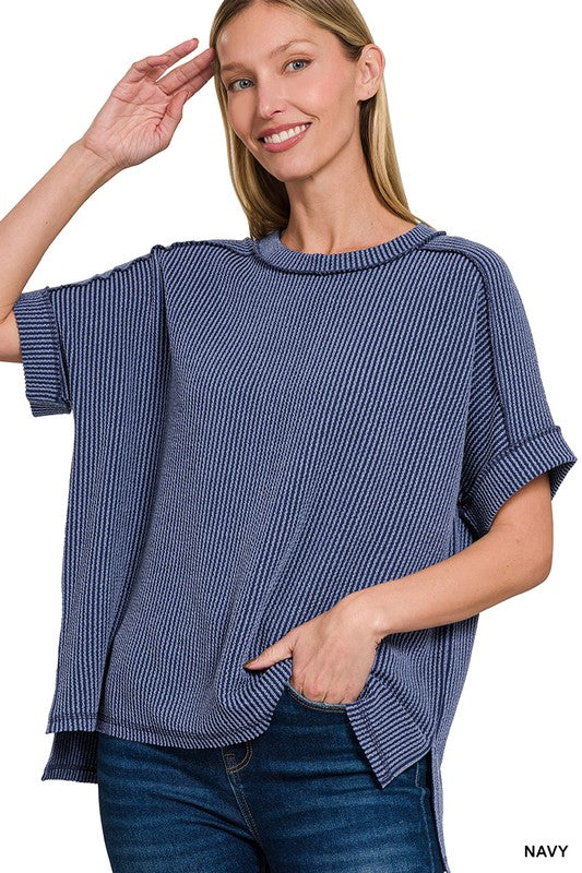 Darcy Corded Ribbed & Cuffed Sleeve Top - 3 COLORS!