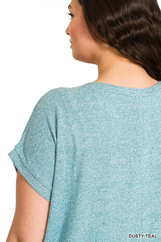 Dawn Plus Size Soft Melange Hacci Shirt - 2 COLORS!