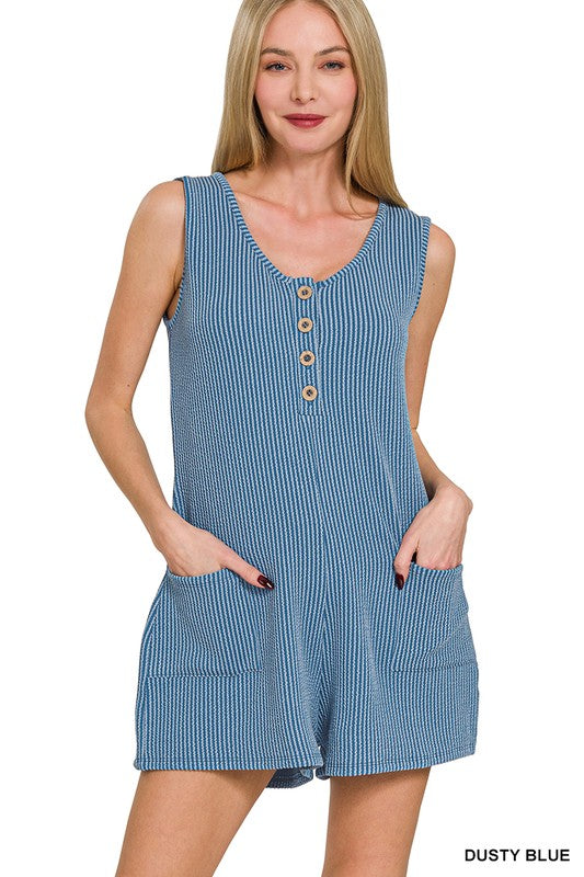 Presley Corded Ribbed Romper - WITH POCKETS
