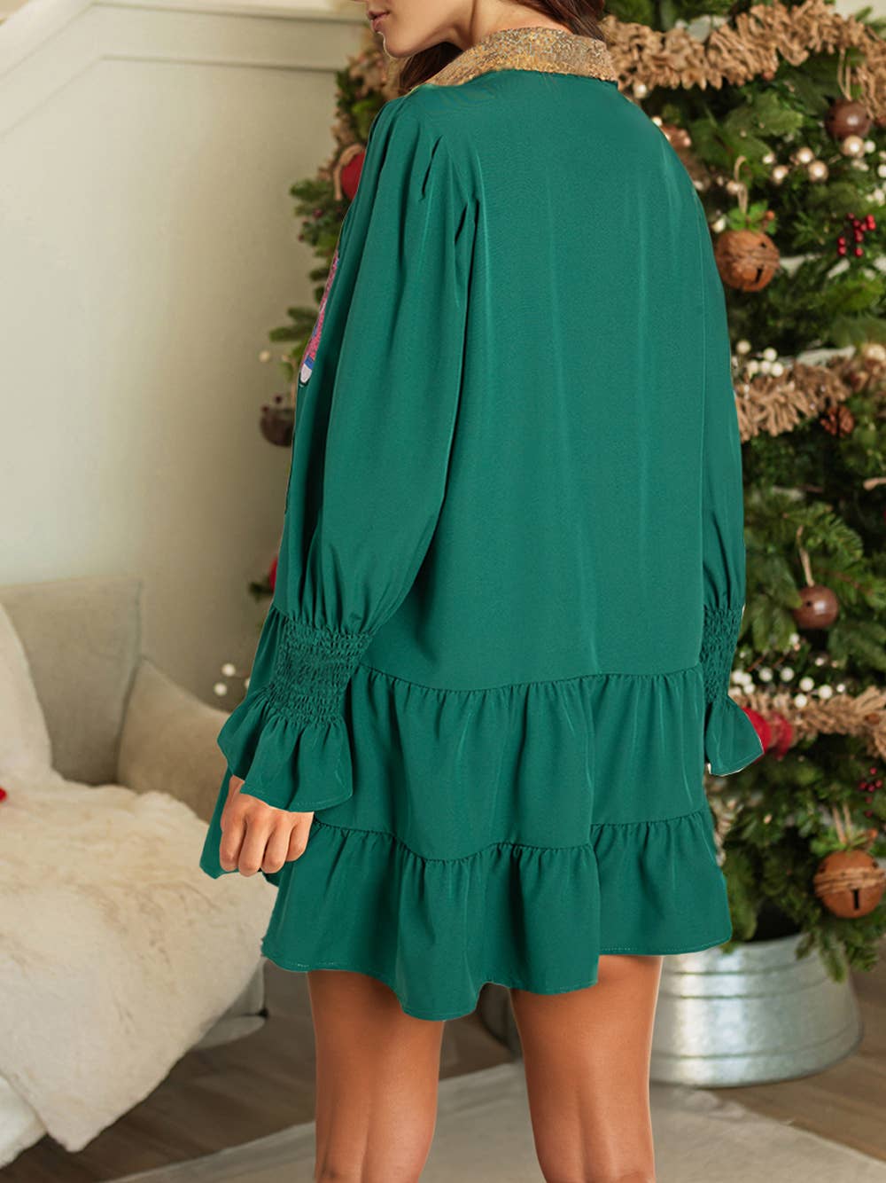 Nutcracker Sequin Button-Down Short Dress