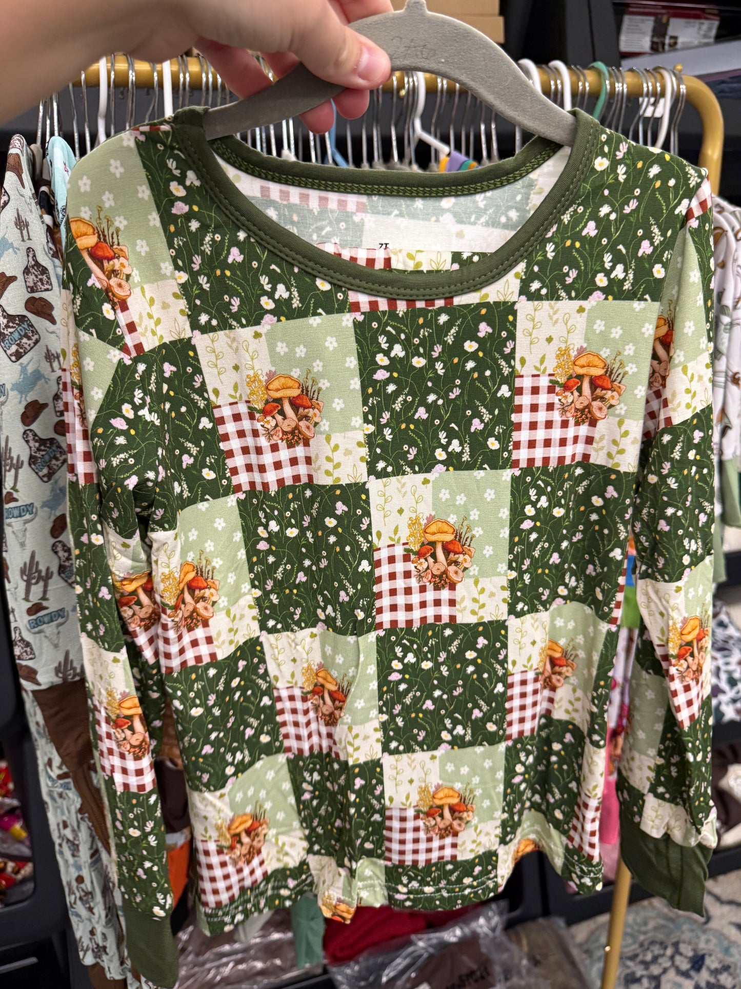 Mushrooms Patchwork Long Sleeve & Pants 2 Piece Set