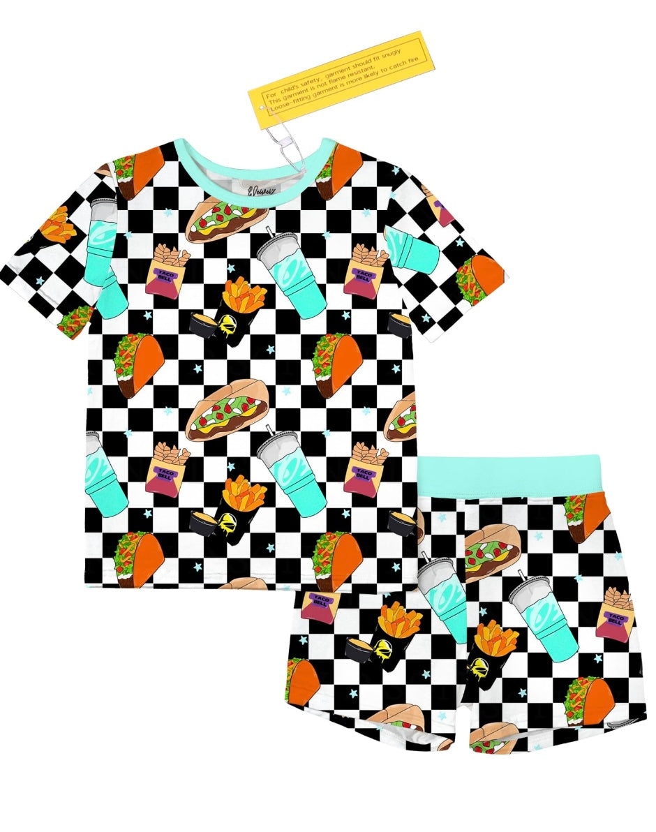 Checkered Taco Bell 2 Piece Shorts Set