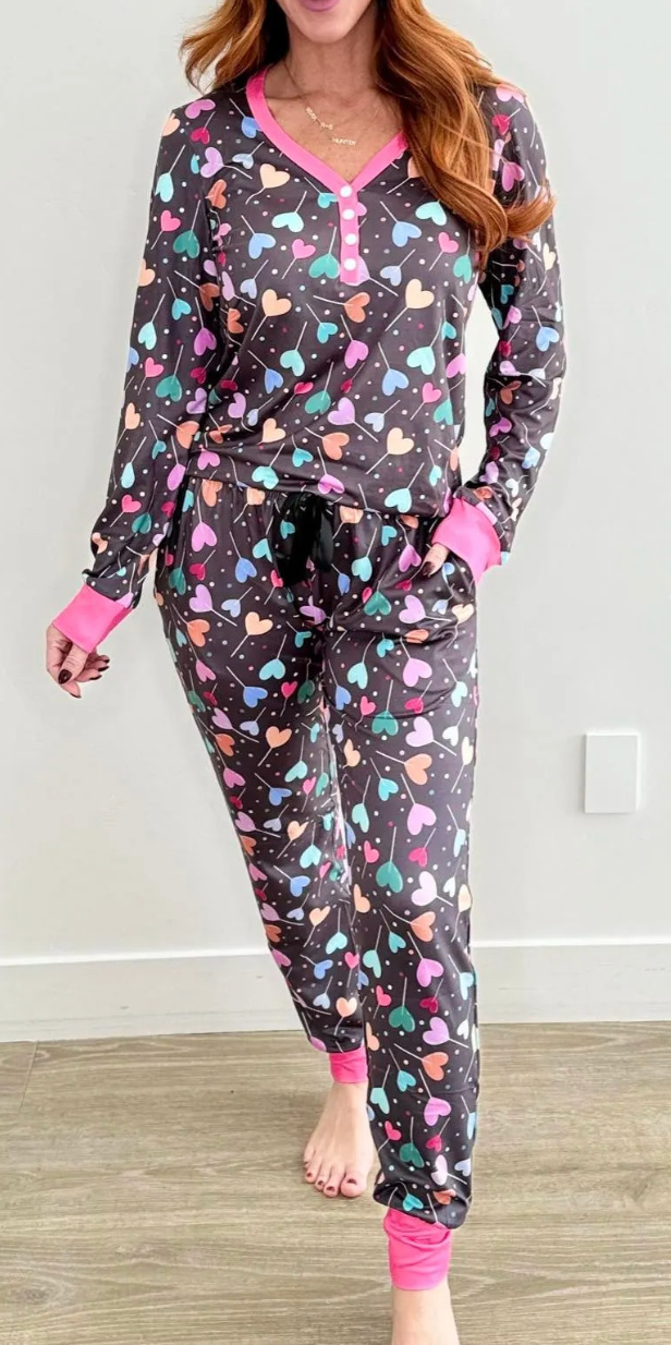 Heart Suckers Valentines Day PJ Set