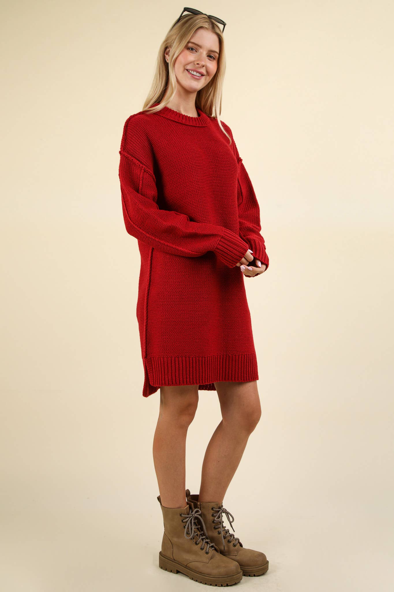 Chunky Round Neck Oversized Sweater Mini Dress