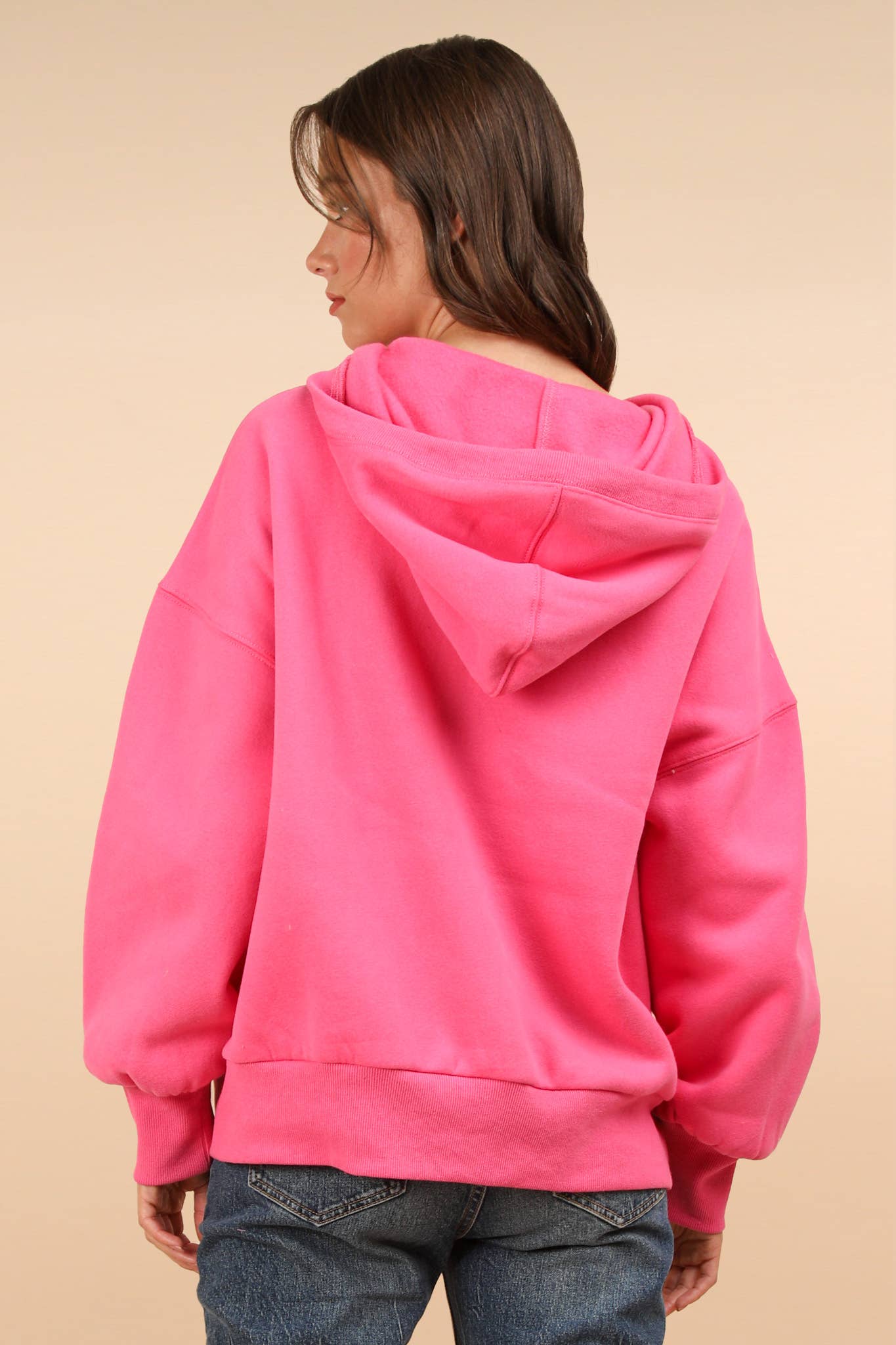 Oversized Half Zip Up Hooded Pullover - 2 COLORS!