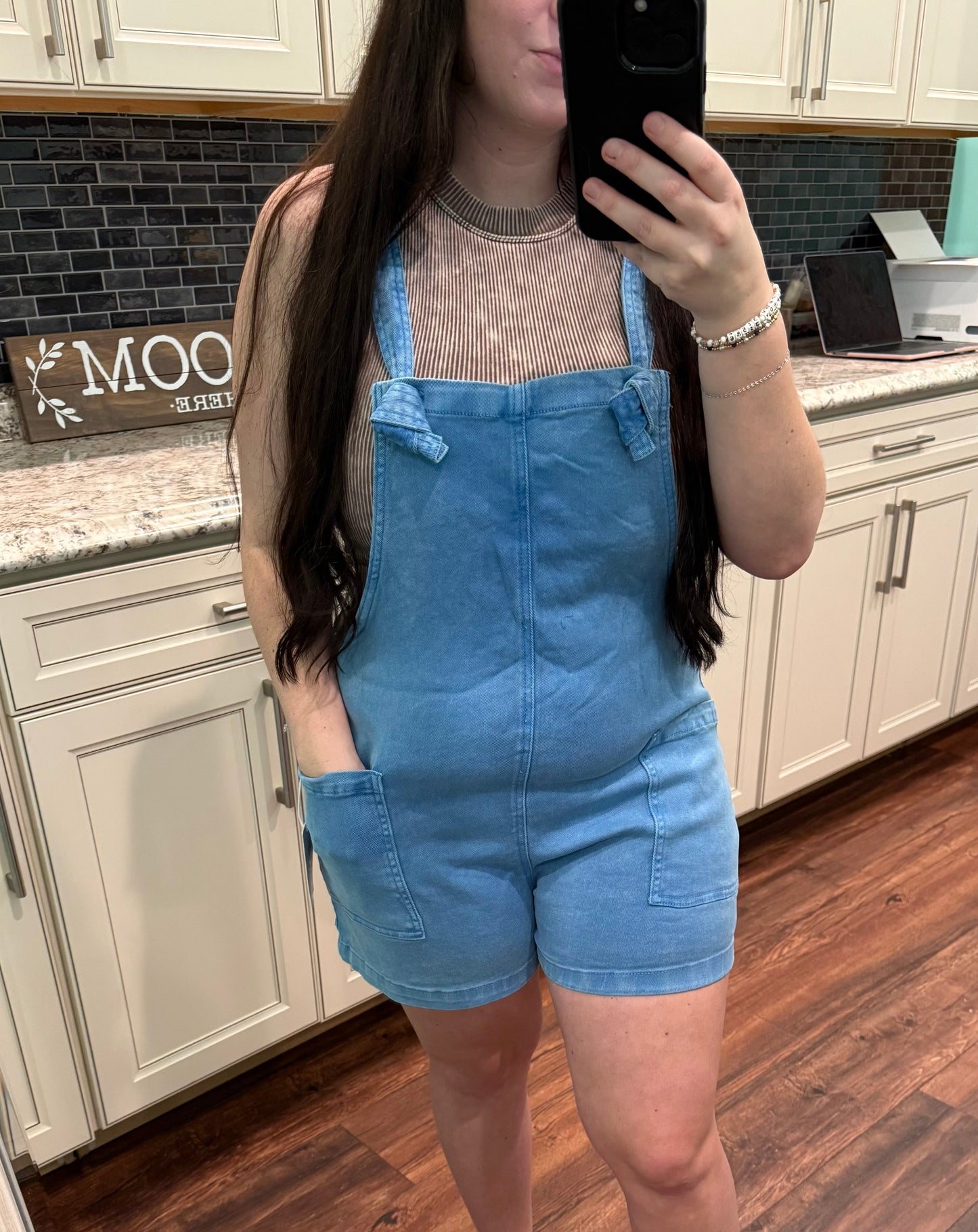 Ice Blue Stretchy Denim Romper