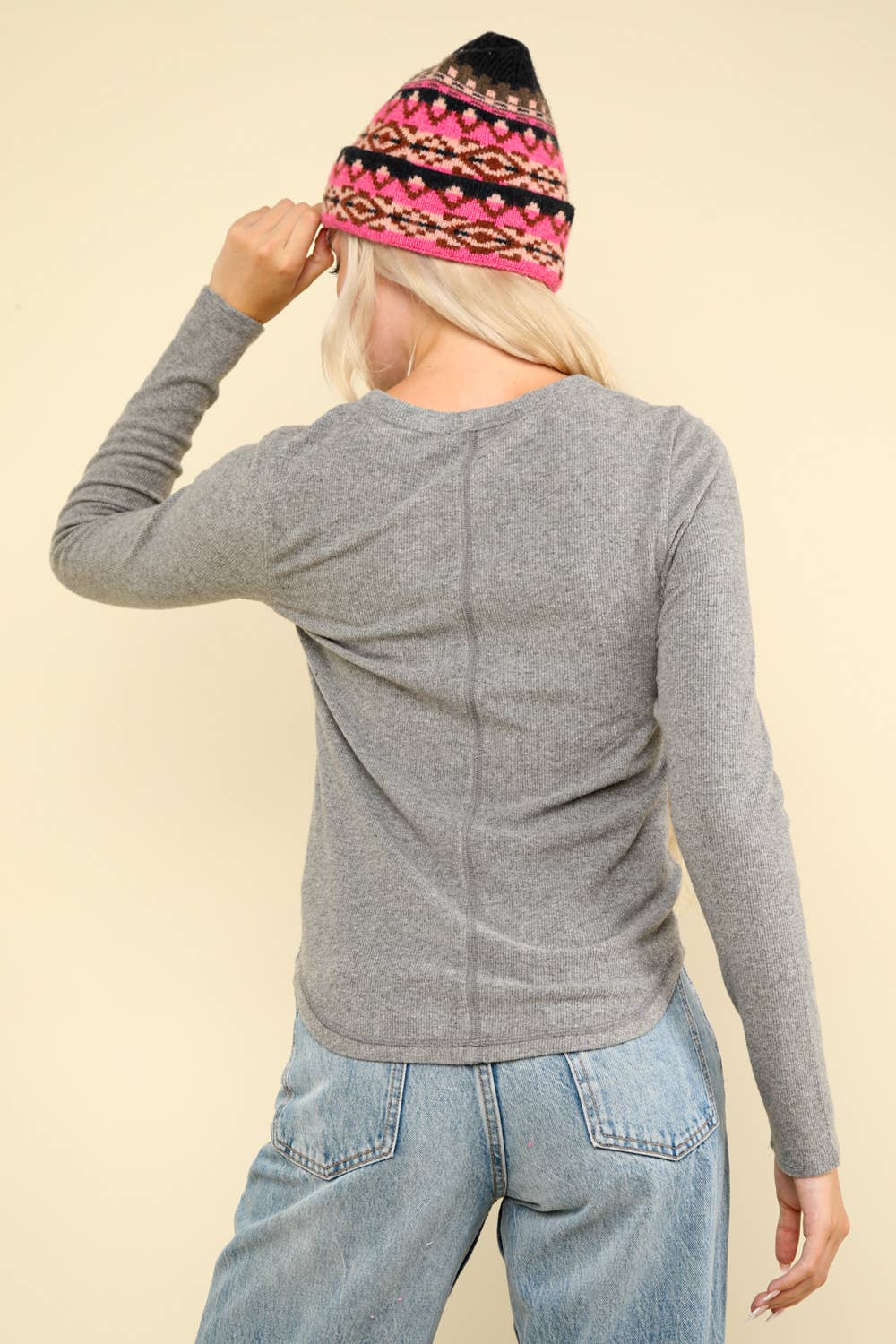 Soft brushed solid knit casual top