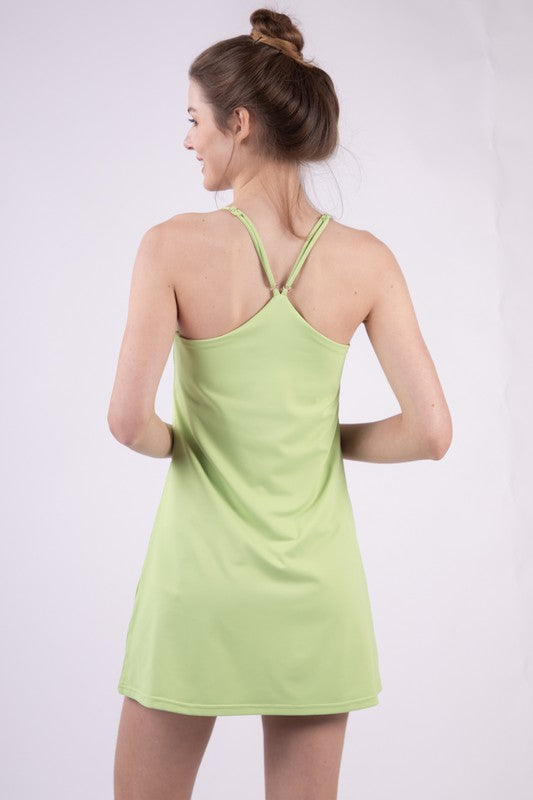 Active Tennis Dress with Shorts - Green