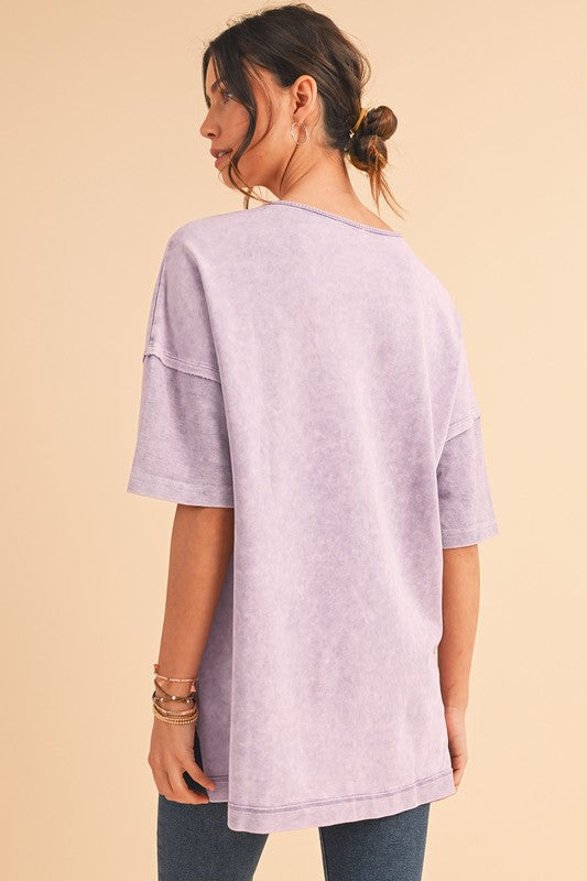 Mineral Wash Exposed Seam Drop Shoulder Oversized TShirt