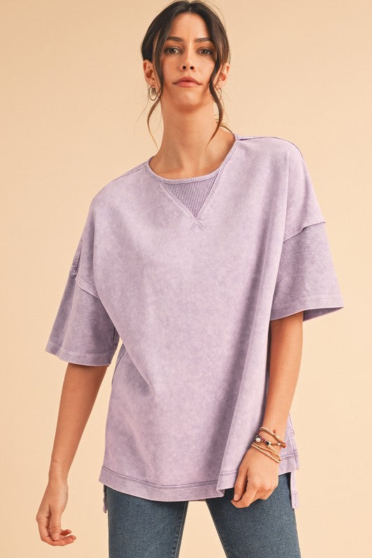 Mineral Wash Exposed Seam Drop Shoulder Oversized TShirt