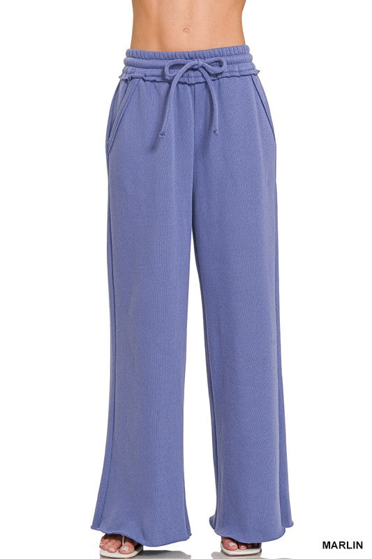 Libby Fleece Exposed Seam Wide Leg Sweatpants