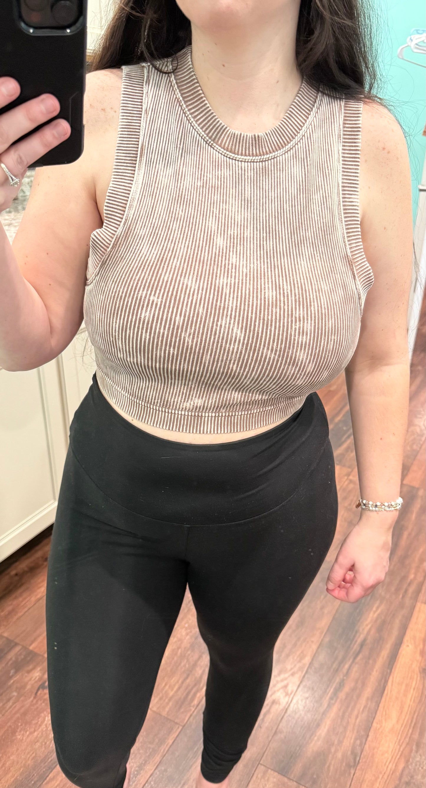 The Kendra Ribbed Knit Stone Washed Padded Brami - 3 Colors