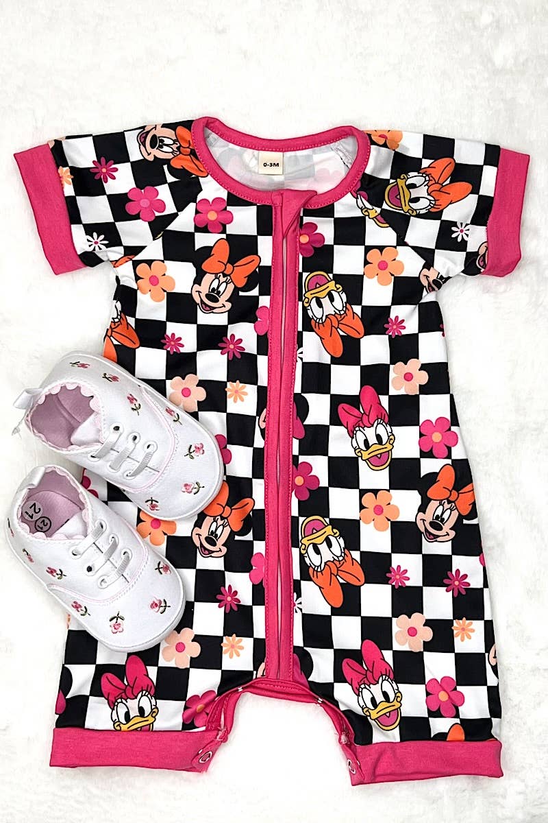 CHECKER PRINTED & CHARACTER BABY ROMPER