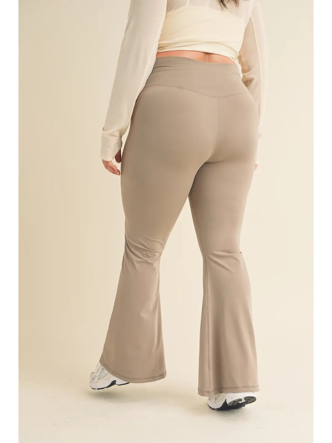 Plus Taupe High Waist Crossover Flare Legging