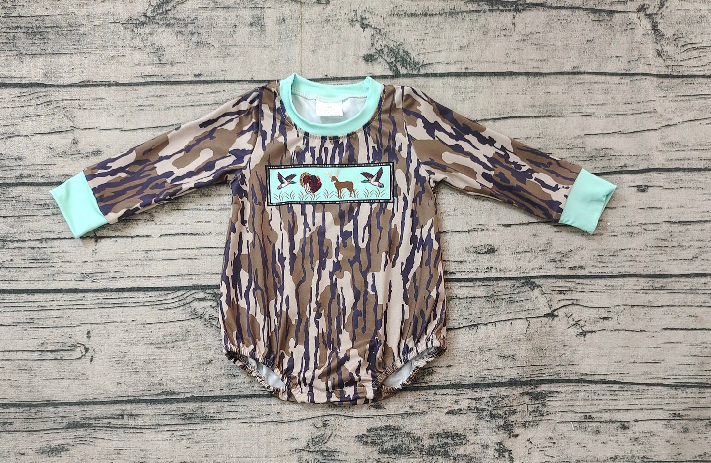 Bottomland Ducks Deers Long Sleeve Romper