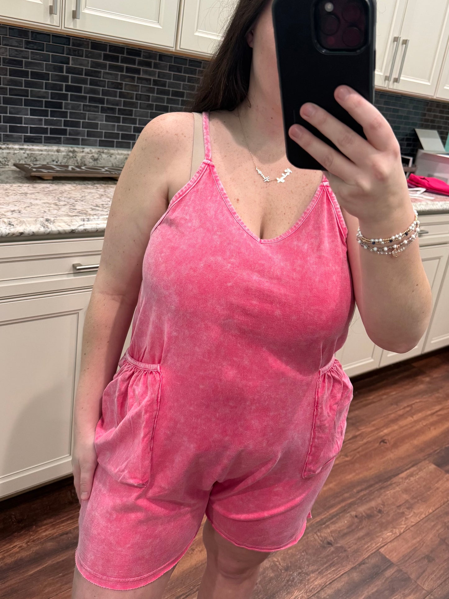 The Bailey Mineral Washed Front Pocket Romper