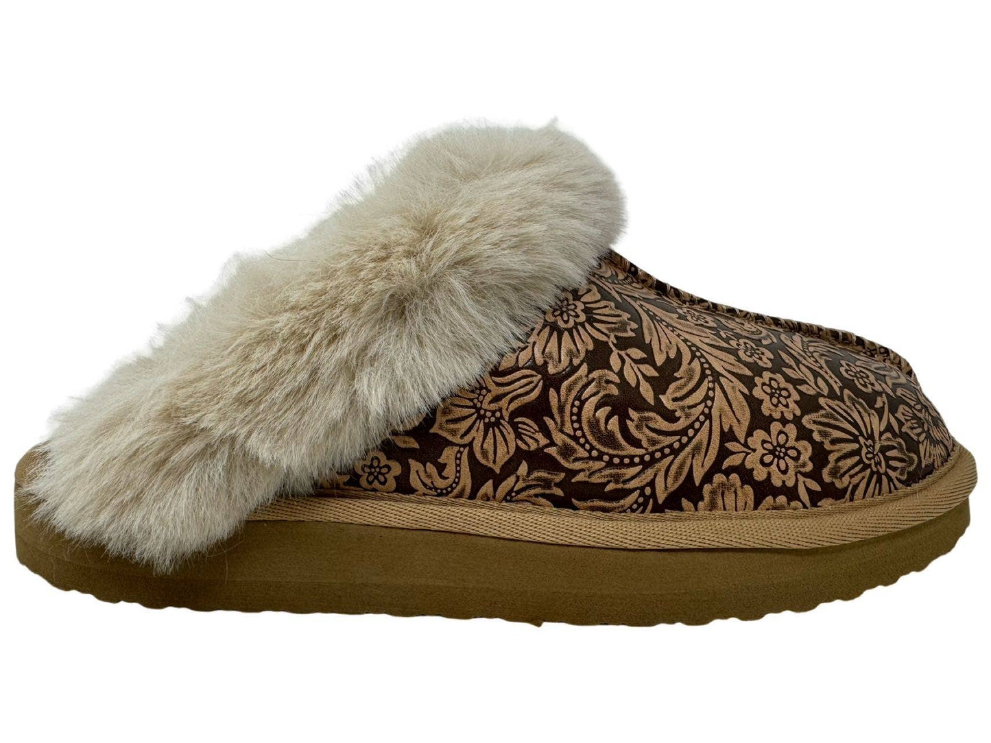 Lolly - Very G Faux Fur Floral Embossed Slipper