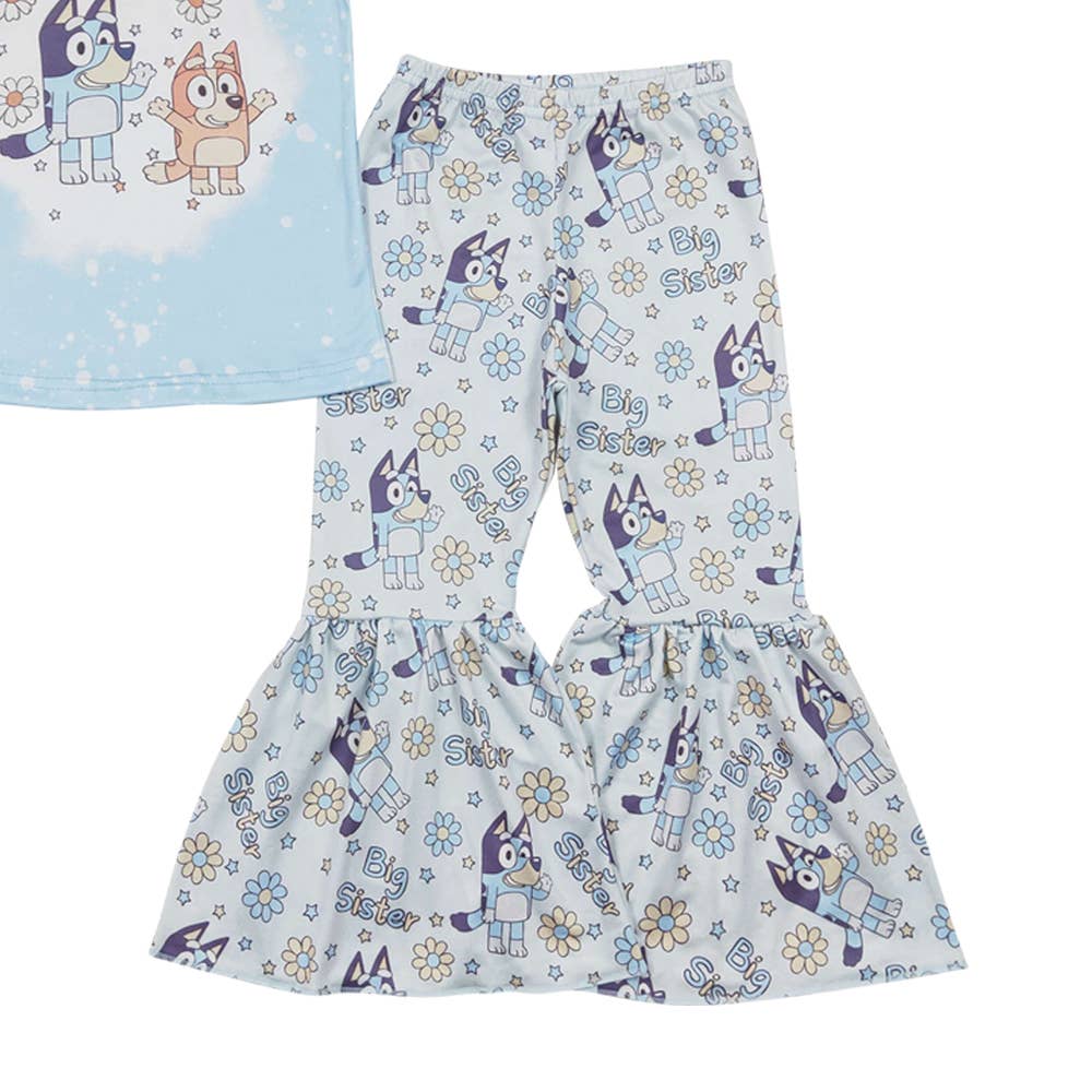 Big Sister Blue Dog Bell Bottom Set