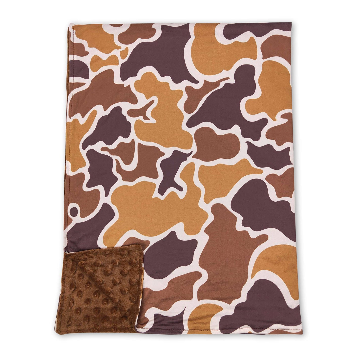 Brown Old School Camo Minky Blanket PREORDER