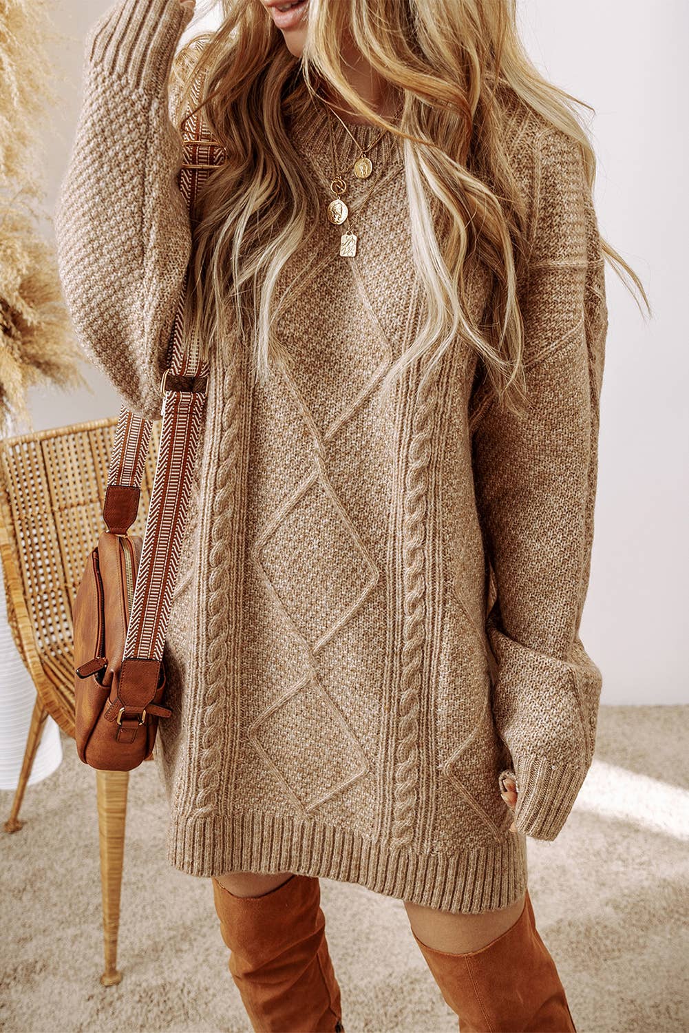 Cable Knit Sweater Dress