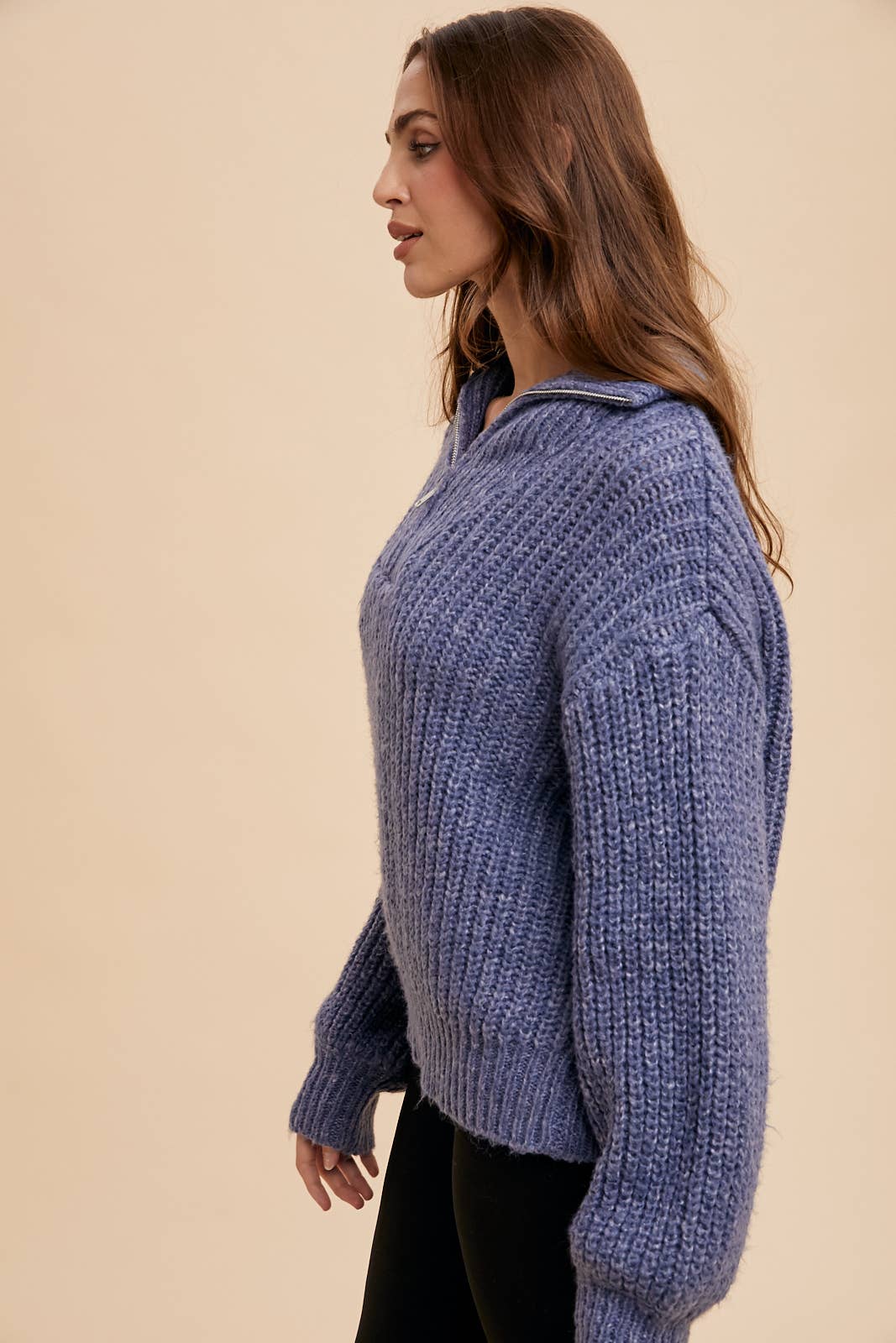 QUARTER ZIP KNITTED SWEATER