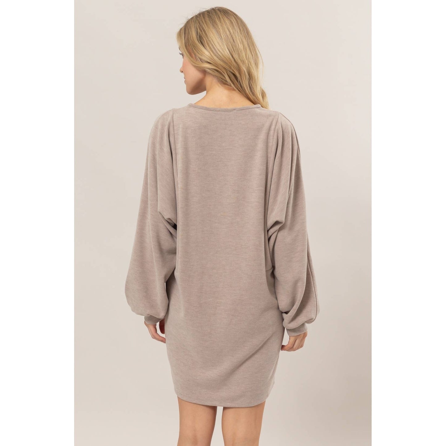 Sweater Dress with Puff Sleeves