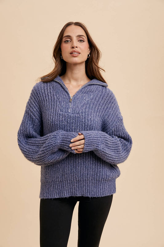 QUARTER ZIP KNITTED SWEATER