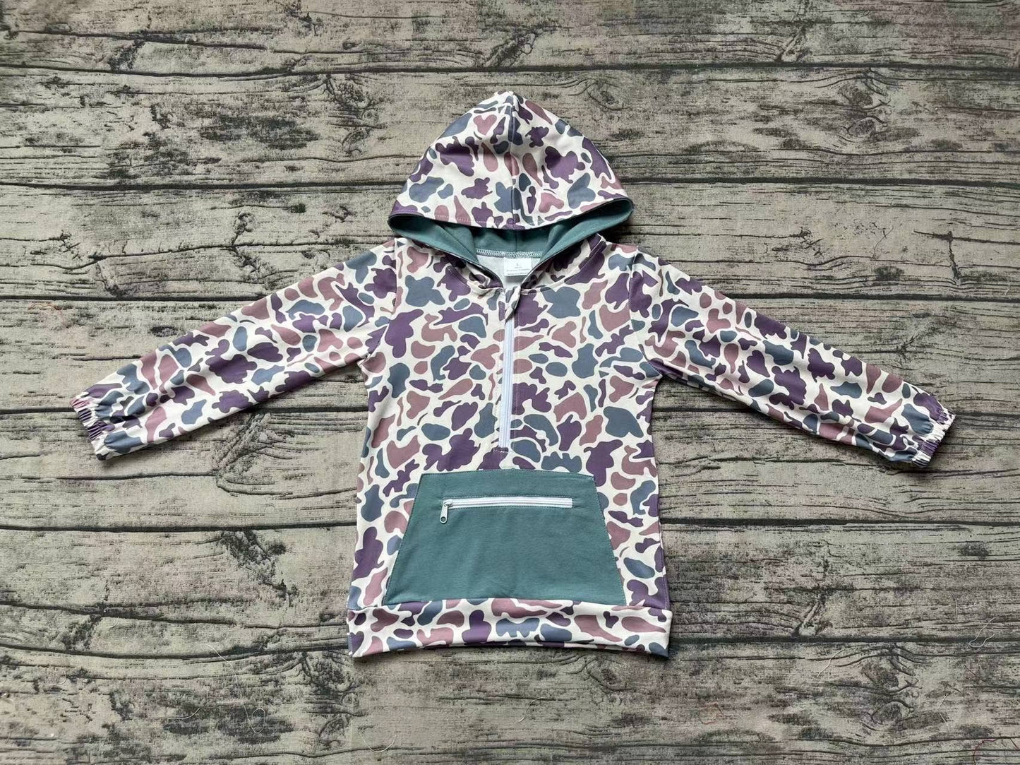 Green Camo Hooded Pullover