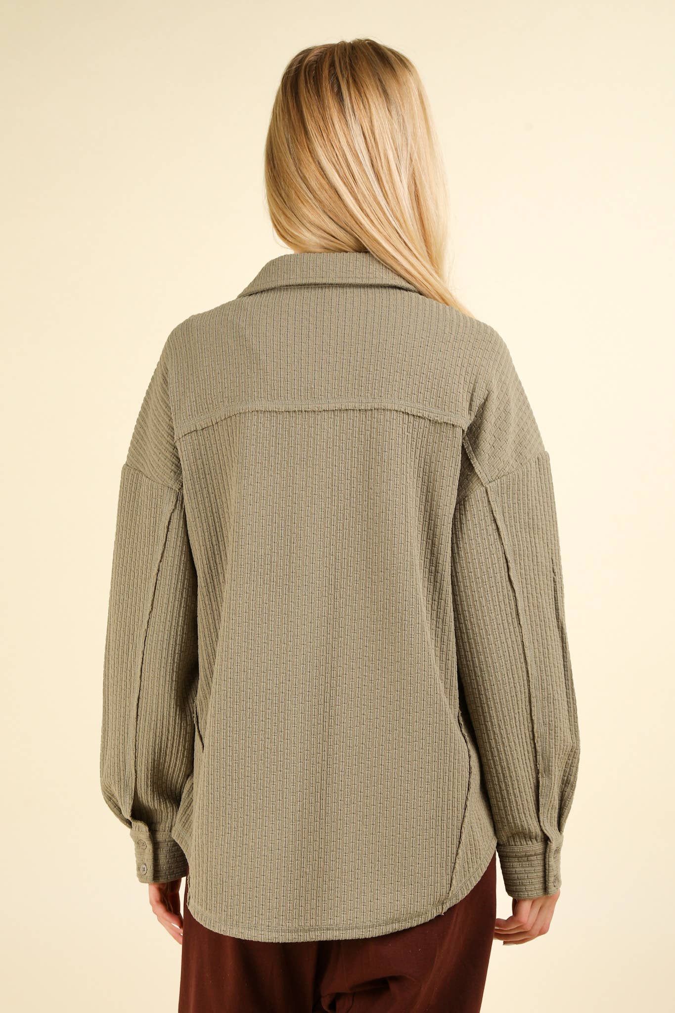 Oversized Casual Textured Knit Cozy Shacket Jacket