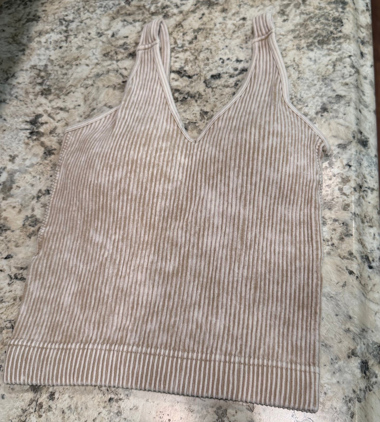 The Lainey Ribbed Knit Stone Washed V-Neck Padded Brami - 3 Colors