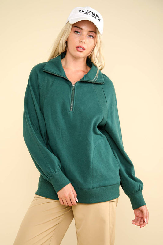 Oversized Sweatshirt Henley Knit Pullover