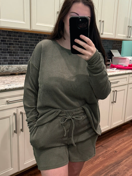 The Blakely Ribbed Knit Shorts Set - 2 Colors