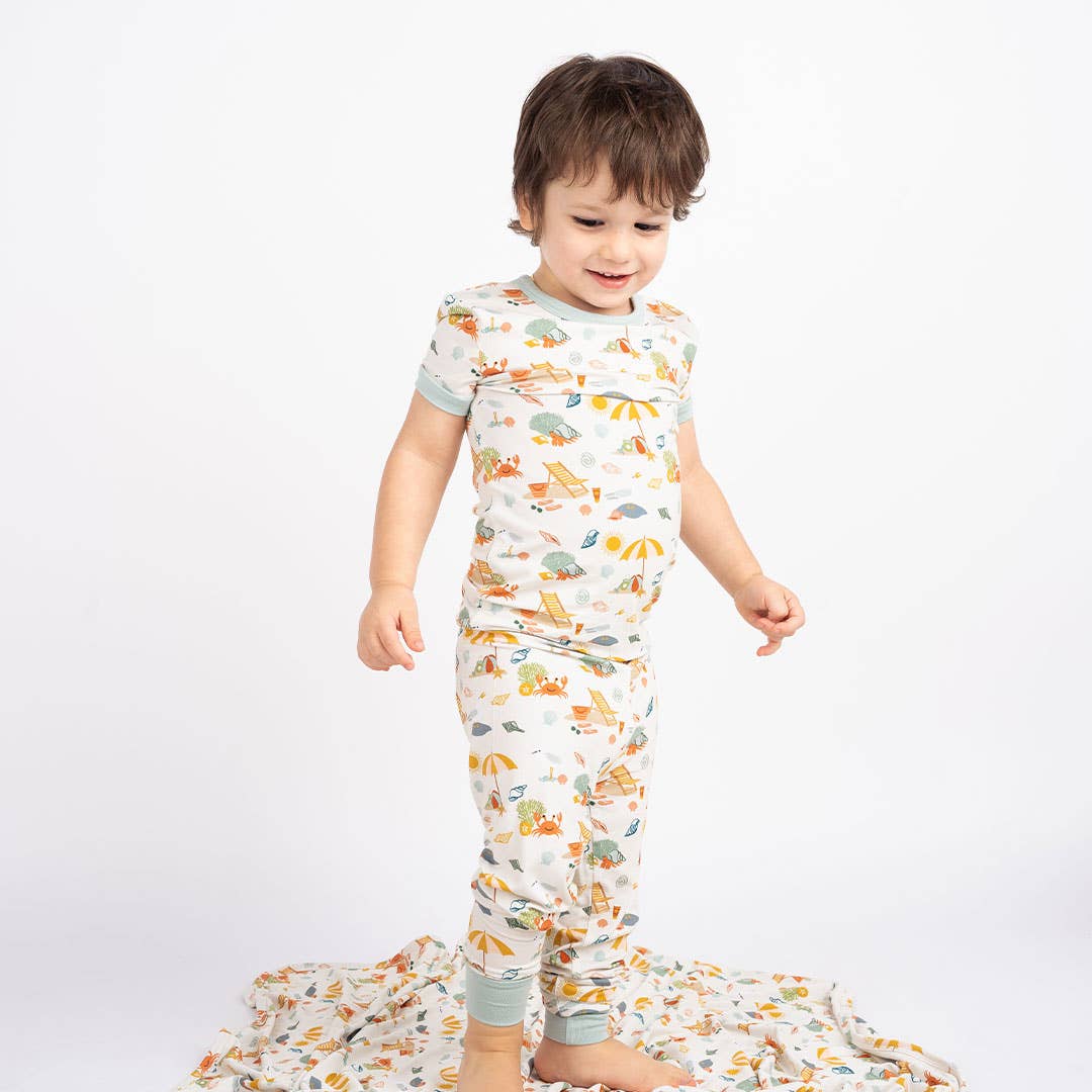 Beach Bamboo Kids Pajamas - Beach Day, Short Sleeve/Pants