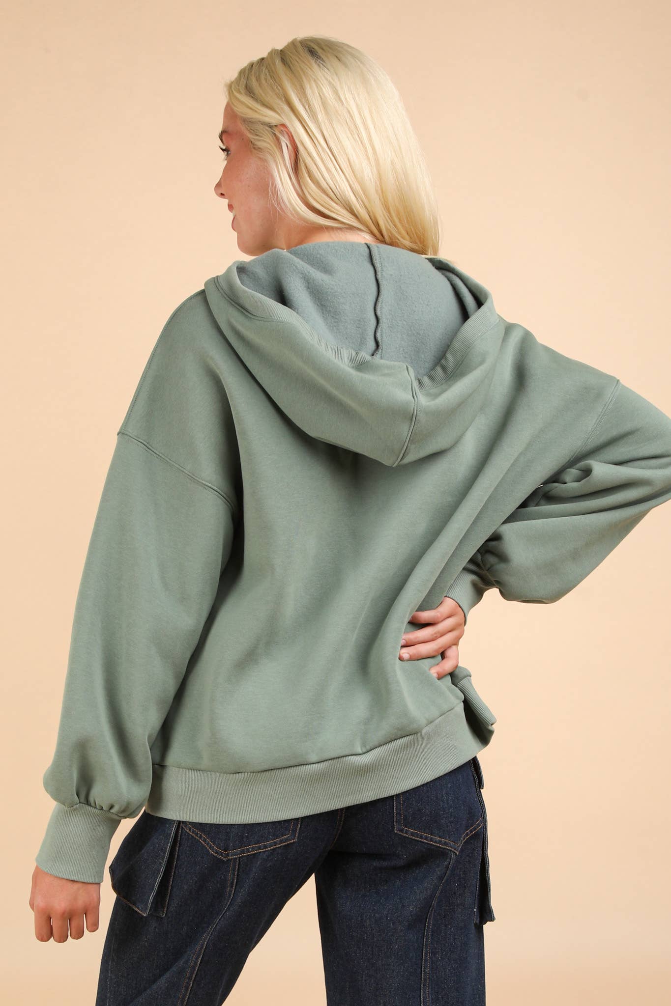 Oversized Half Zip Up Hooded Pullover - 2 COLORS!