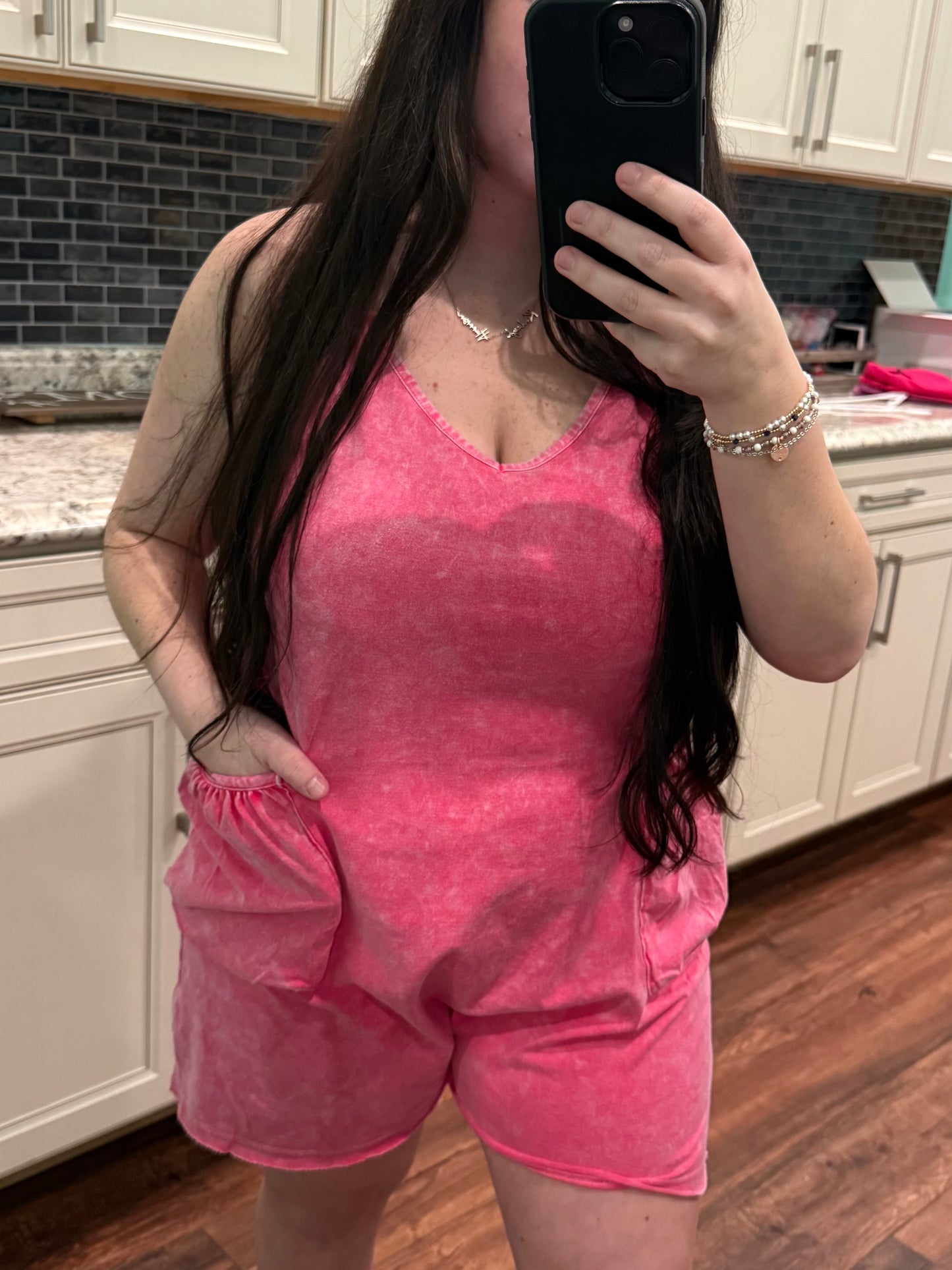 The Bailey Mineral Washed Front Pocket Romper