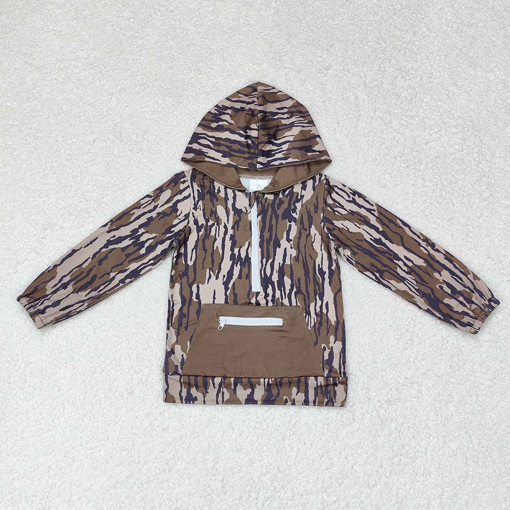 Camo Hooded Pullover with Front Pocket