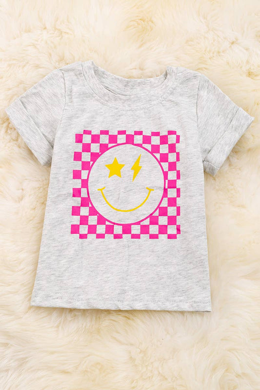 Pink Smiley Gray T-shirt