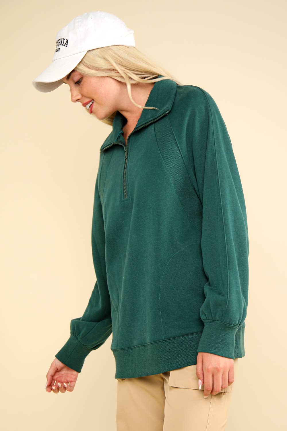 Oversized Sweatshirt Henley Knit Pullover