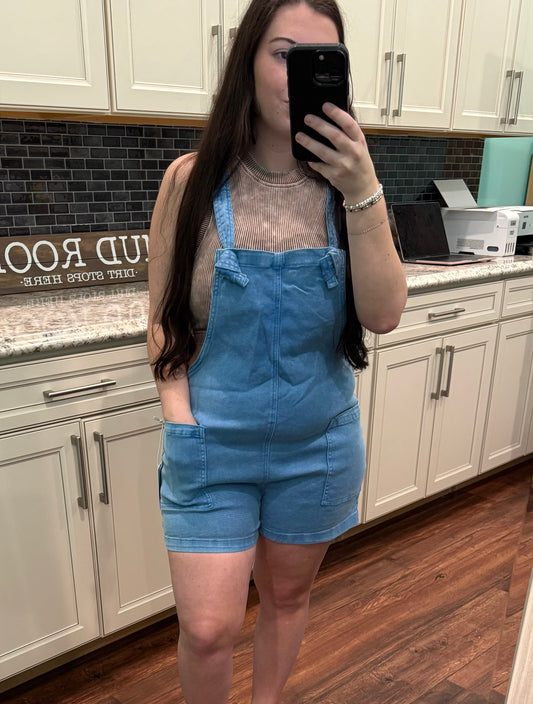 Ice Blue Stretchy Denim Romper