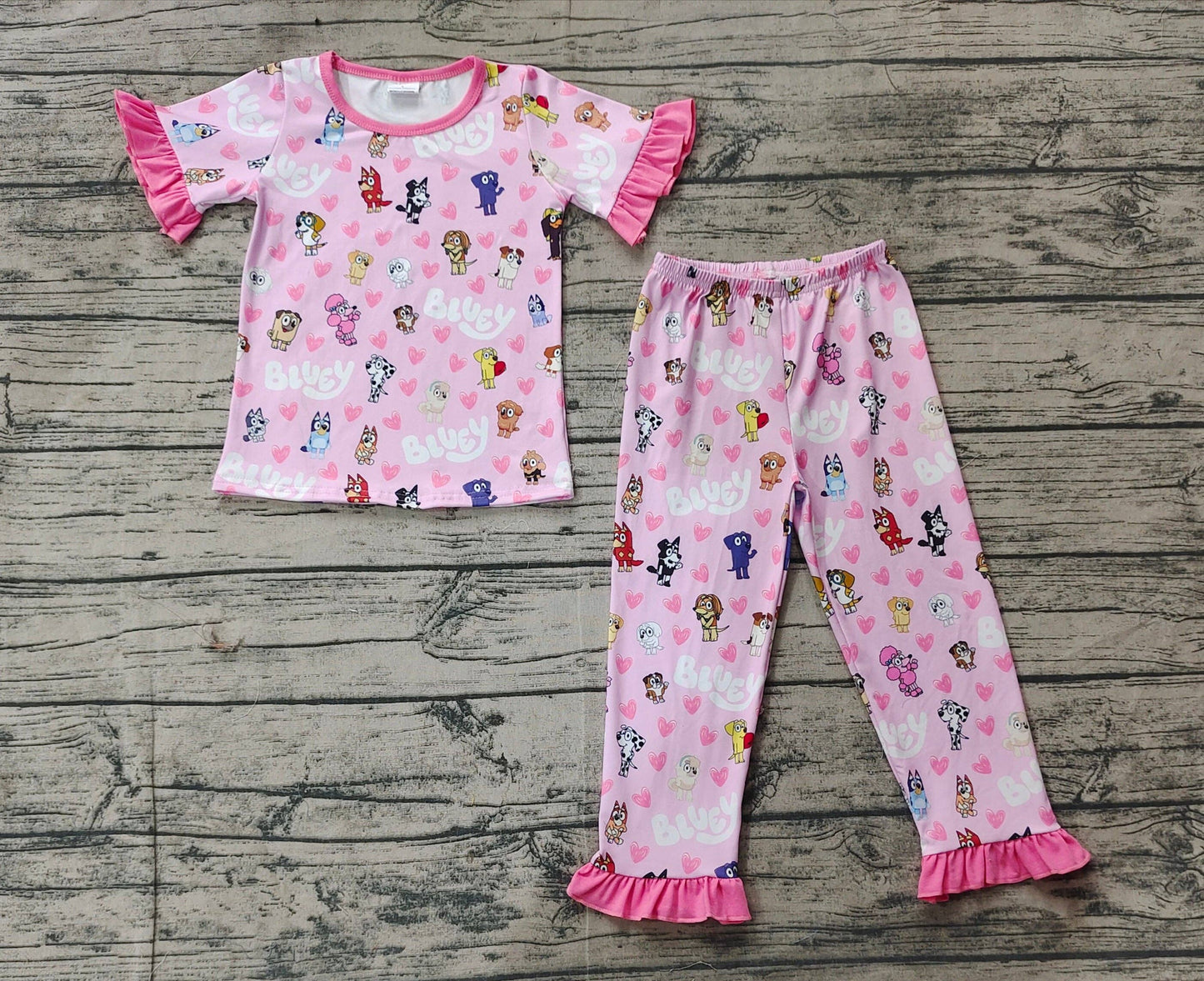 Ruffled "Blue Dog & Friends" PJ Set