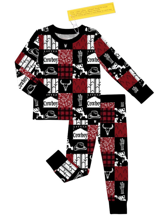 Little Cowboy Patchwork 2 Piece Long Sleeve & Pants Set