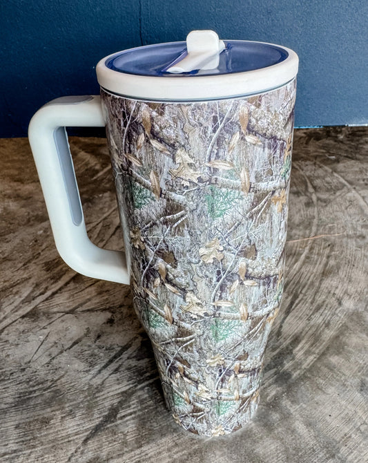 40oz Camo Flip Straw Tumbler