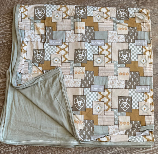 Ariat Patchwork 40x40 Bamboo Blanket