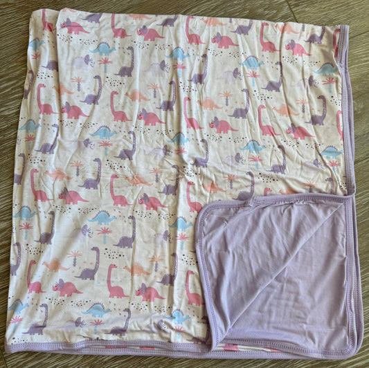 Girly Dino 40x40 Bamboo Blanket