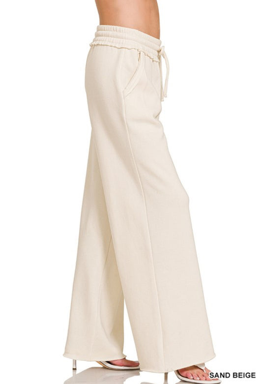 Fleece Exposed Seam Wide Leg Sweatpants