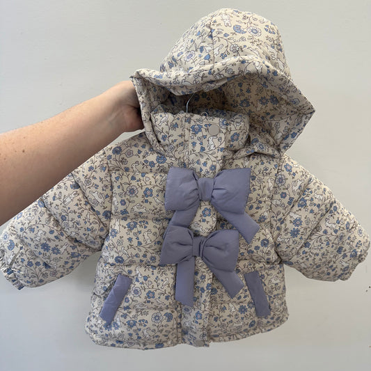 Bow Front Floral Puffer Jacket - 2 COLORS!