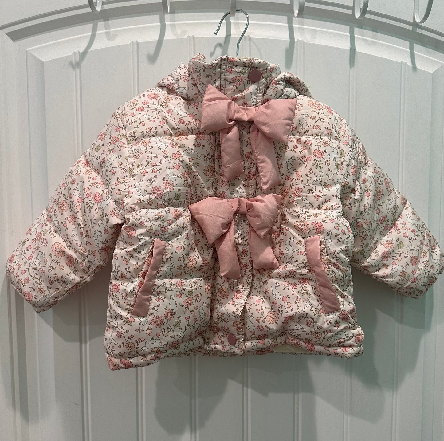 Bow Front Floral Puffer Jacket - 2 COLORS!