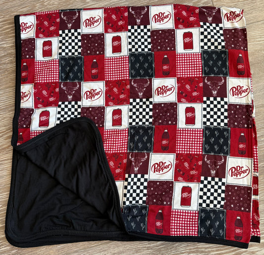 Dr Pepper Patchwork 40x40 Bamboo Blanket